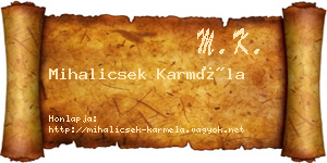 Mihalicsek Karméla névjegykártya